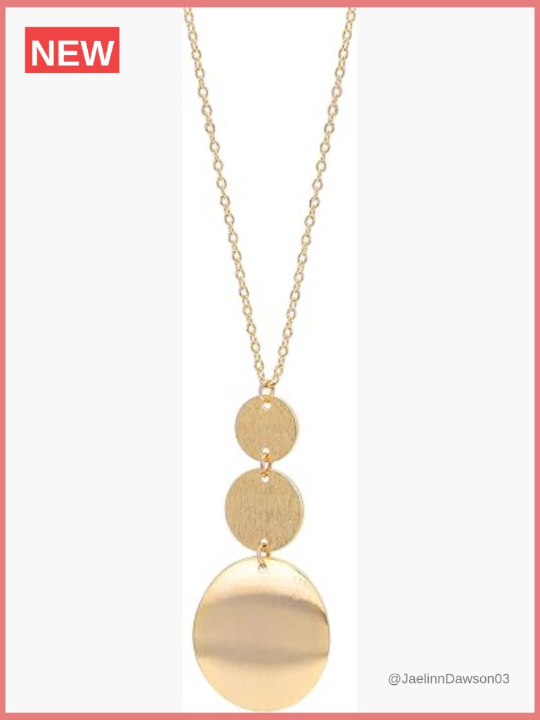 Long Gold Disc Pendant Necklace 18k Gold Plated Sweater Chain